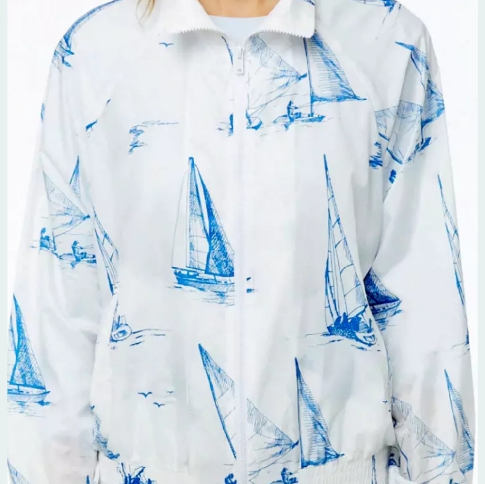 Sailboat Print Windbreaker - Medium